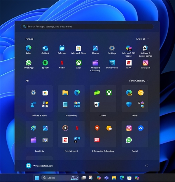 微软Windows 11开始菜单大改版！全部应用一页显示、推荐项可彻底关闭